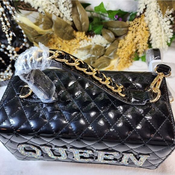 New Black Quilted Bag with Matching Wallet - Picture 6 of 17